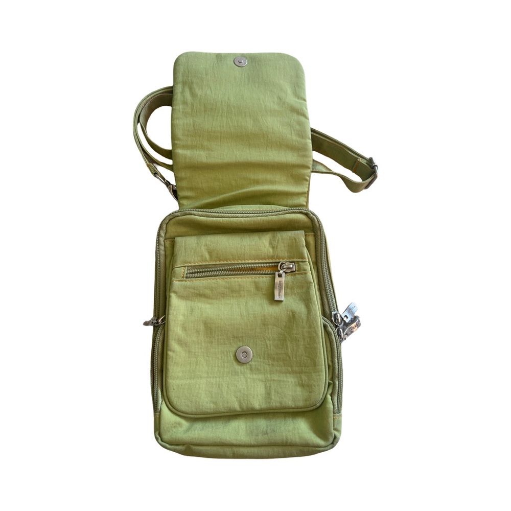 Baggallini City Green Nylon Sling Crossbody Travel Organizer Handbag EUC - Picture 2 of 11